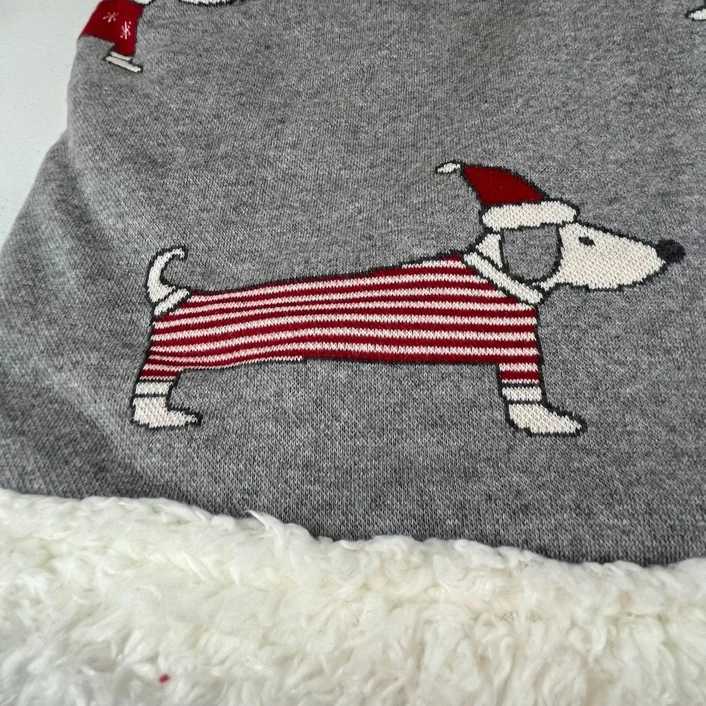 Nicole Miller Home Sherpa Throw Blanket Christmas Dachshund Dogs 50x60 Gray Red